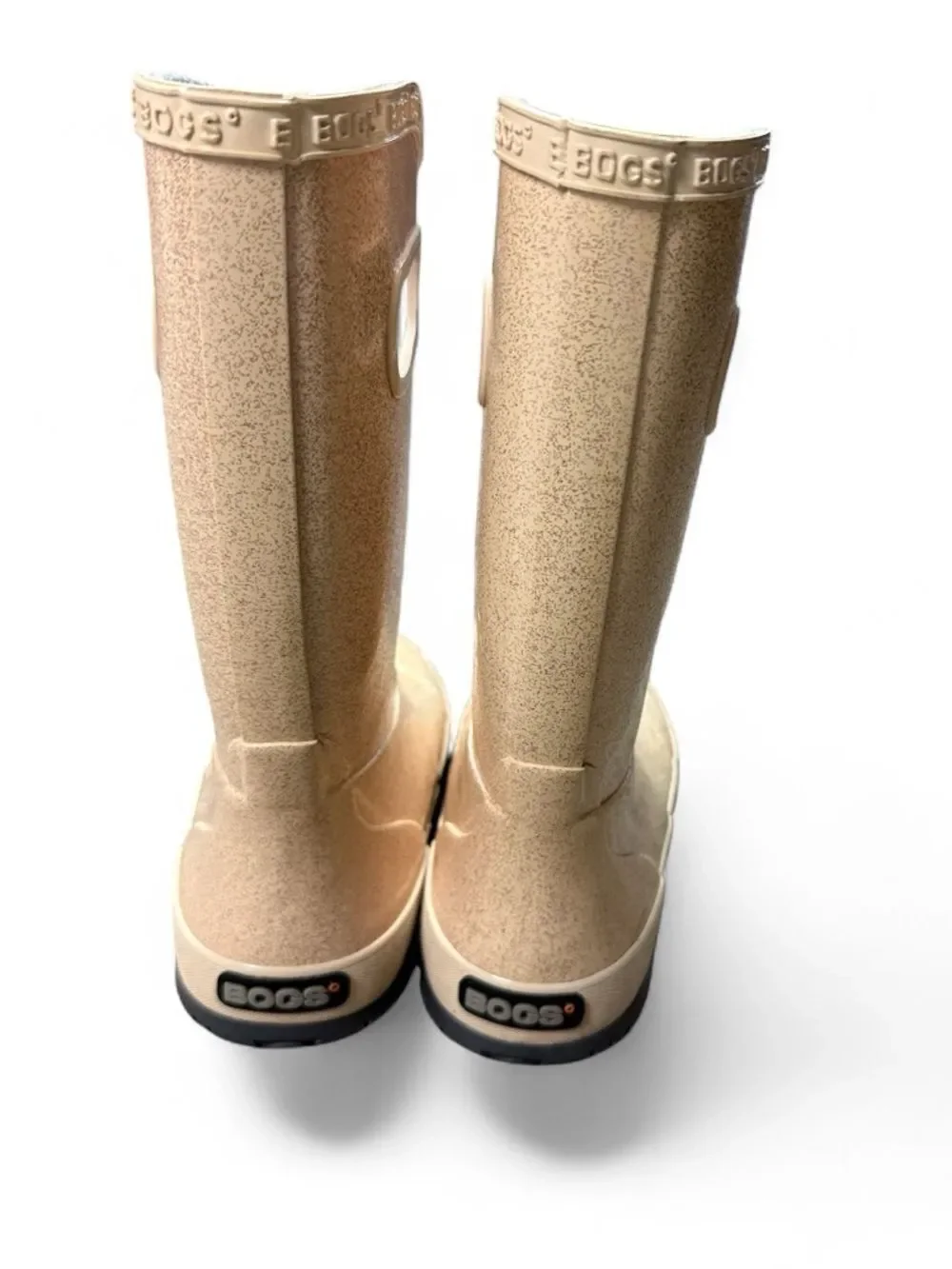 Bogs Tan Glitter Rain Boots